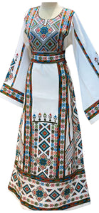 High Quality White Stylish Embroidered Palestinian Thobe