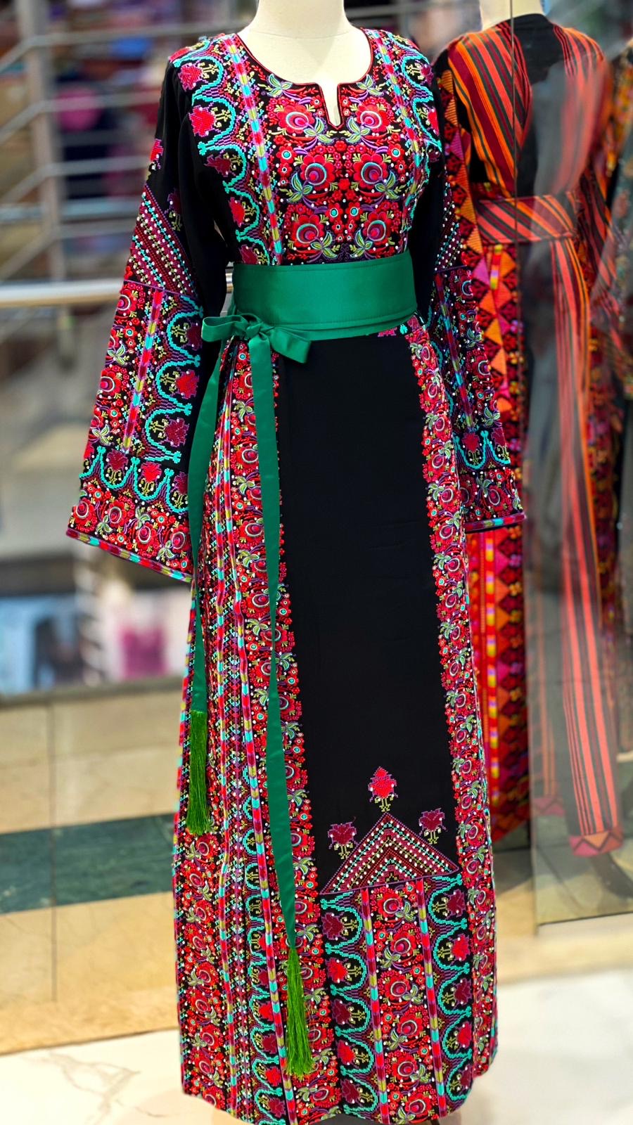 Green Emberoidery Thoub With Kashmir belt