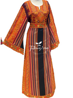 Load image into Gallery viewer, Black Majdalway Multicolor Embroidered Palestinian Fellahi Thobe
