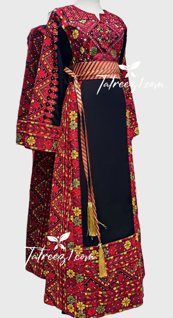 Multicolor Black Traditional Thoub Embroidery  Elegant with Kashmir Belt