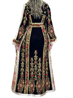 Load image into Gallery viewer, Black Velvet Malacca Embroidered Palestinian Fellahi Thobe
