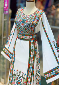 High Quality White Stylish Embroidered Palestinian Thobe
