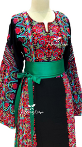 Green Emberoidery Thoub With Kashmir belt