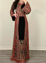Load image into Gallery viewer, Black Multicolored Gorgeous Palstainen Embroidery Traditional Long Thoub
