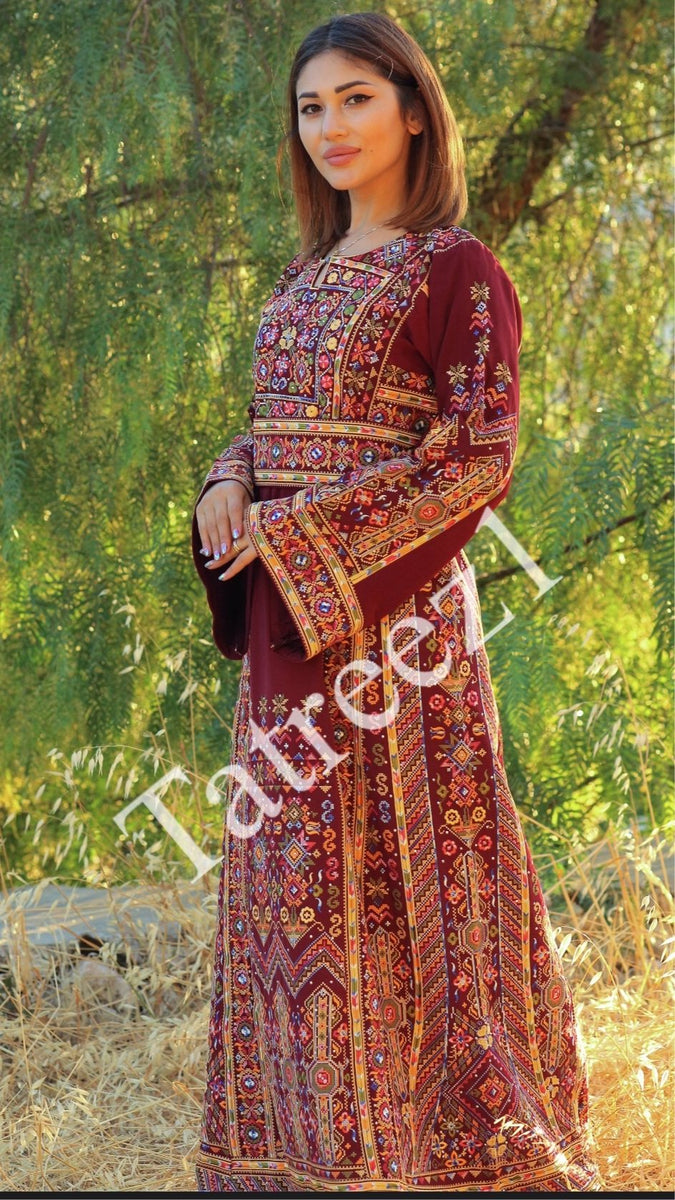 maroon embroidered dress Nova Maroon Embroidered Dress