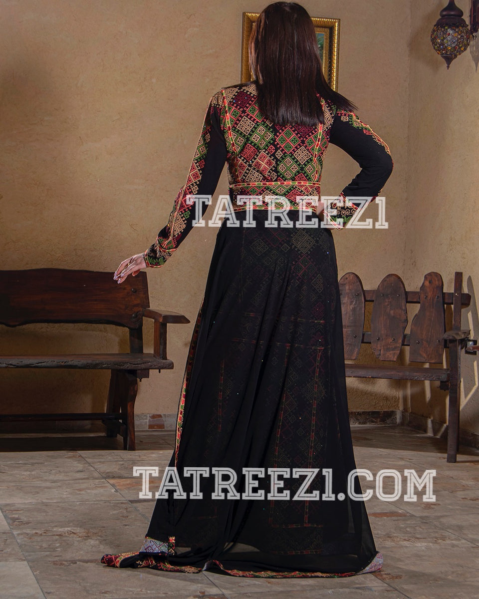 Black Embroidery Mermaid Dress/Thobe Removable Skirt – Tatreez1