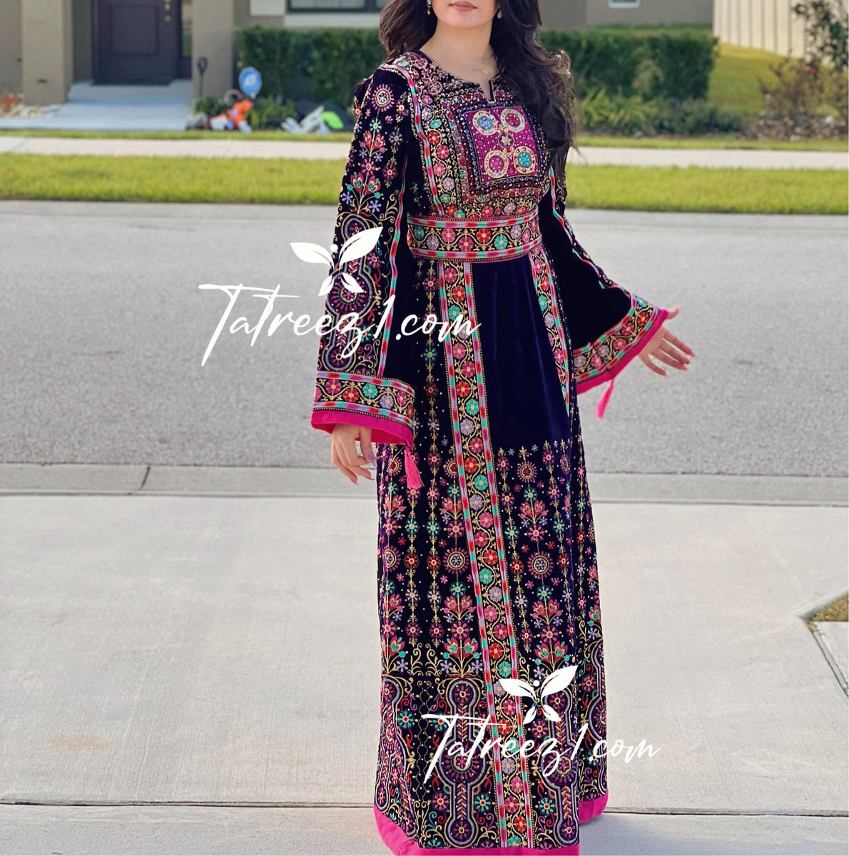 Deep Grape/Gold Velvet & Satin Malaka Thobe