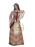 Wide Sleeve Beige Shade Embroidered Palestinian Fellahi Thobe