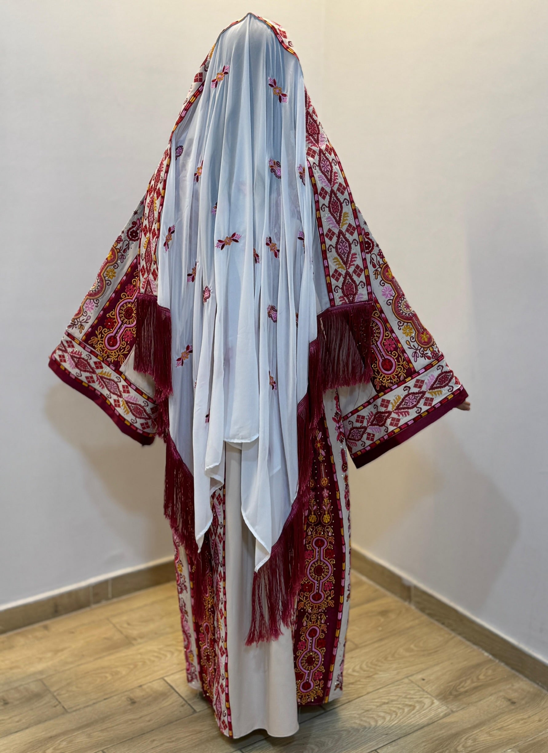 Beige Shade Traditional Embroidered Palestinian Fellahi Thobe