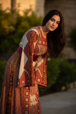 Load image into Gallery viewer, Thobe Al-Biyara Palastine Heritage Burgundy Embroidered
