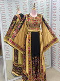 Luxury Embroidery  Golden Traditional Palestinian Thobe Machine Made