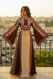 Dark Red  Embroidery Silk Fashion Dress