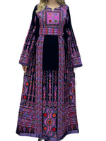 Load image into Gallery viewer, Purple &amp; Black Traditional  Thoub Embroidery With  Reversible Belt
