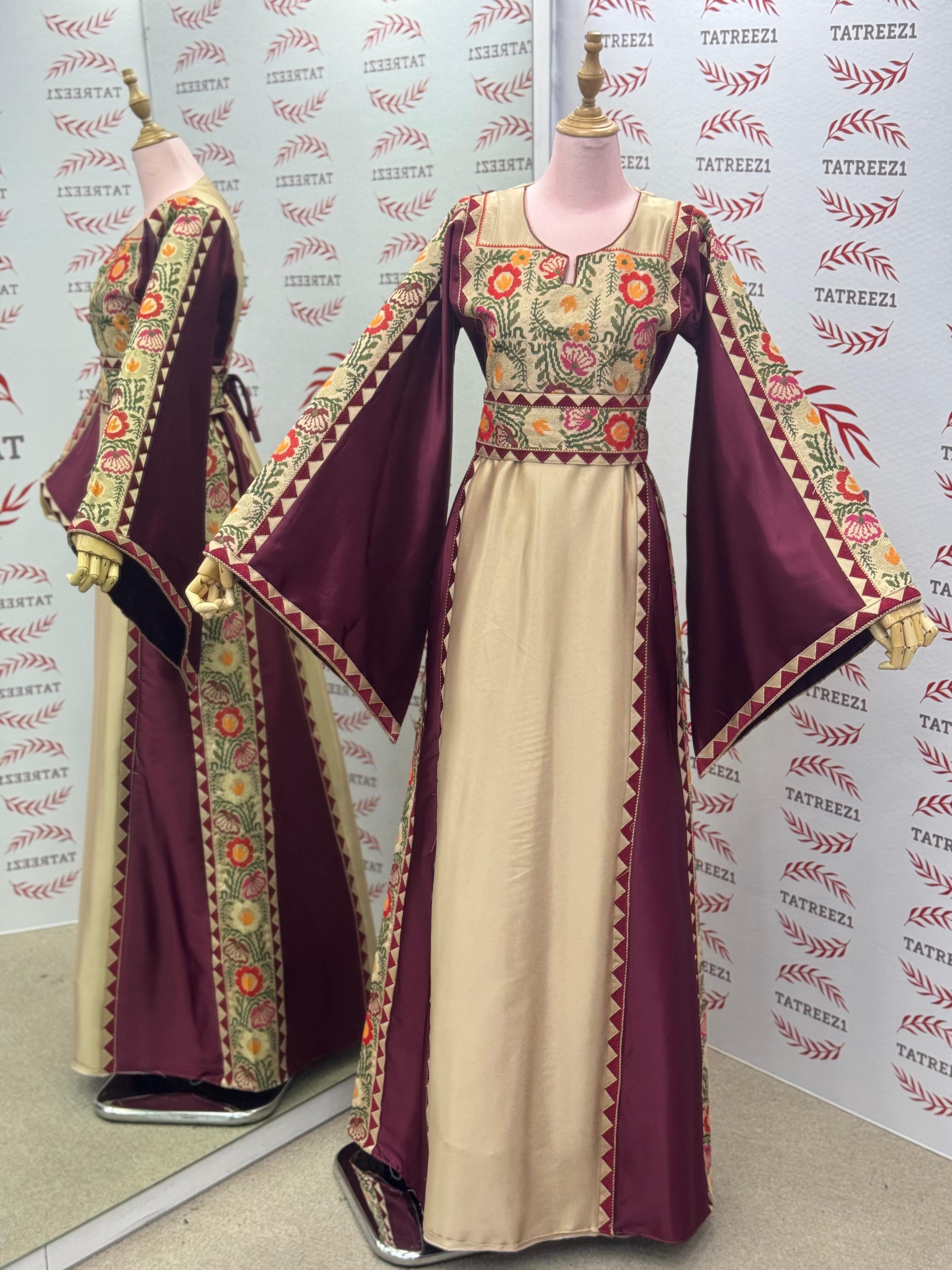 Beige A Simple Elegant Embroidered Dress