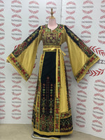 Load image into Gallery viewer, Velvet Black Palestinian Tatreez Thobe Heritage Elegance Embroidered Dress
