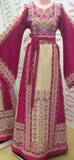 Pink thoub Embroidered Palestinian Fellahi Thobe With Belt