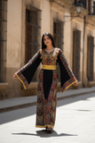 Dark Blue Palestinian Fellahi Thobe with Traditional Embroidery