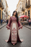 Embroidered Palestinian Fellahi Thobe With Matching Headpiece & overskirt