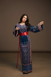 Blue Velvet Golden Embroidery Thoub