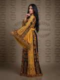 Yellow Mustard Glow Satin Bell Sleeve Thoub