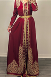 Maroon Elegant Selection 2 pieces Moroccan Embroidery stone caftan