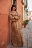 Velvet Beige Embroidery Thoub