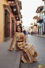 Load image into Gallery viewer, Baharej Thoub Luxury Embellishments Beige Shade Embroidered Palestinian Thobe
