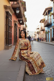 Baharej Thoub Luxury Embellishments Beige Shade Embroidered Palestinian Thobe