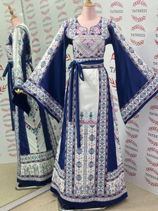 Dark Blue Embroidery Traditional Palestinian Thobe Machine Made