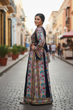 Blue Fully Embroidered Thoub