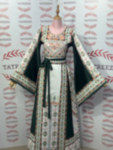 Green Embroidery Traditional Palestinian Thobe Machine Made