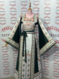 Green Embroidery Traditional Palestinian Thobe Machine Made