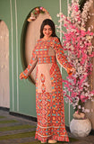 Cappuccino Traditional Embroidered Palestinian Fellahi Thobe with Matching Headpiece