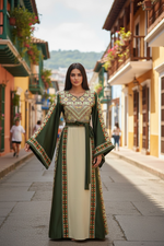 Load image into Gallery viewer, Simply Elegant Wide Sleeve Thoub Embroidered Palestinian Thobe
