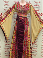 Load image into Gallery viewer, Luxury Traditional Palestinian Embroidered Dress Palestinian Thobe with Wide Sleeves and Belt
