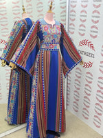 Load image into Gallery viewer, Blue Majdalway Embroidered Palestinian Fellahi Thobe
