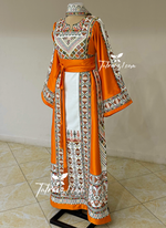 Load image into Gallery viewer, With Reversable Belt Orange Astonishing Palstainen Embroidery Traditional Long Thoub With Matching Headpiece
