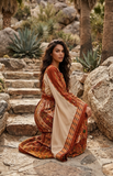 Orange Burnt The Glow Thoub Palestinian Featuring Wide Sleeve