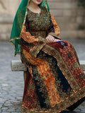 Green Jennah wnar Thoub Embroidery Thoub come with Embroidery Belt