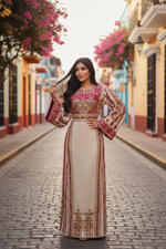 Load image into Gallery viewer, Elegant Embroidered Palestinian Fellahi Thobe
