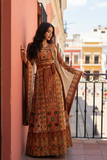 Orange Burnt The Glow Thoub Palestinian Featuring Wide Sleeve