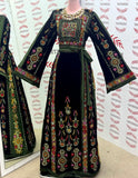 Midnight Velvet Malacca Embroidered Palestinian Fellahi Thobe
