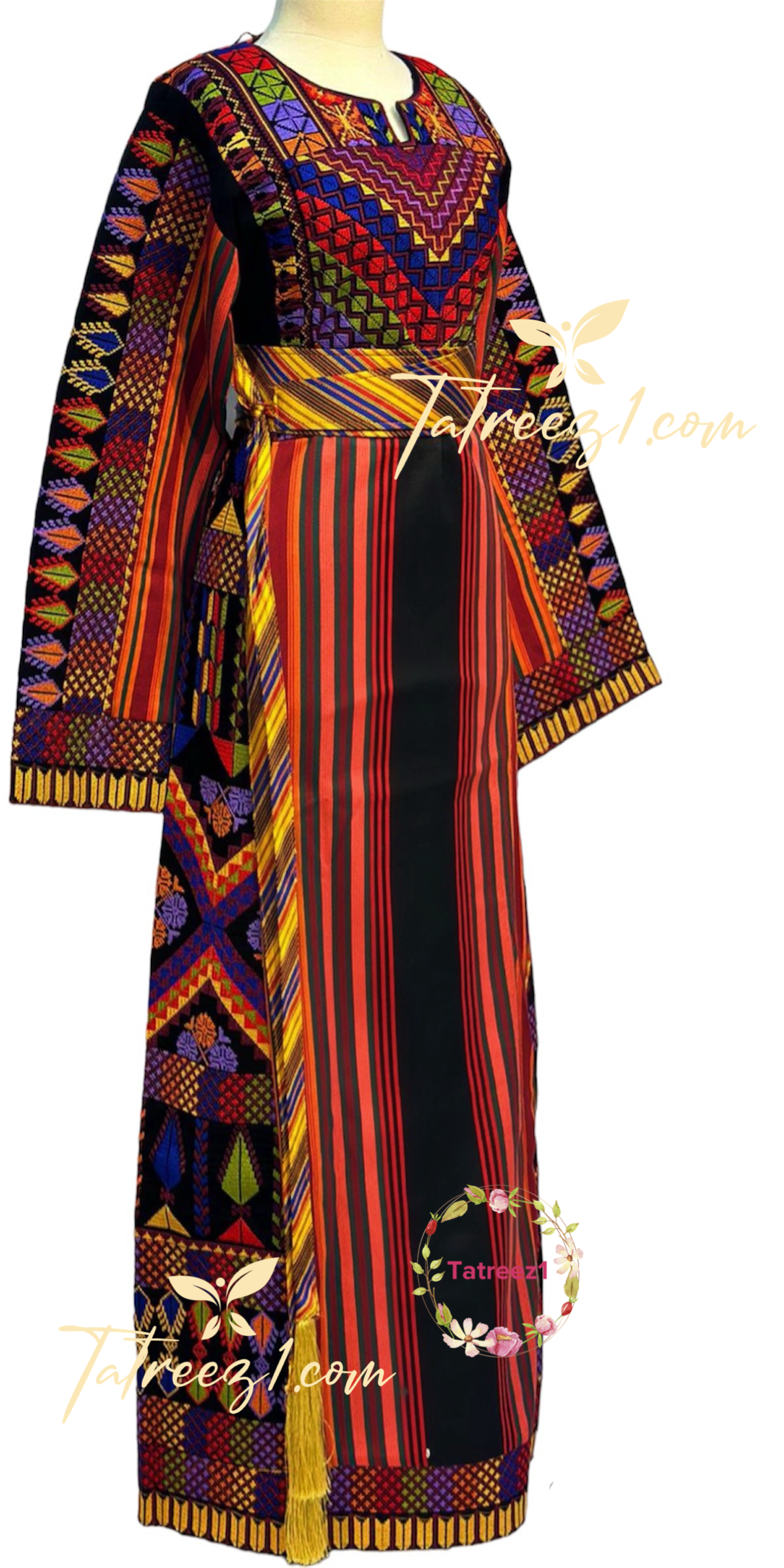 Majdalway Multicolor Embroidered Palestinian Fellahi Thobe