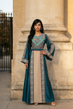 Blue Embroidery Silk Dress