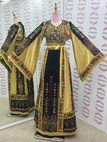 Load image into Gallery viewer, Velvet Black Palestinian Tatreez Thobe Heritage Elegance Embroidered Dress

