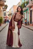 Simply Elegant Wide Sleeve Thoub Embroidered Palestinian Thobe
