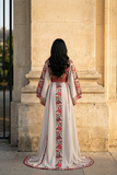 Light beige Elegance Thoub with Overskirt Thoub with Floral Embroidery