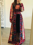 Malacca Black Silk Velvet Stone Multicolor Embroidery Thobe
