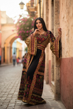 Embroidered Palestinian Thobe Featuring Wide Sleeves