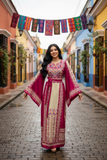 Pink thoub Embroidered Palestinian Fellahi Thobe With Belt